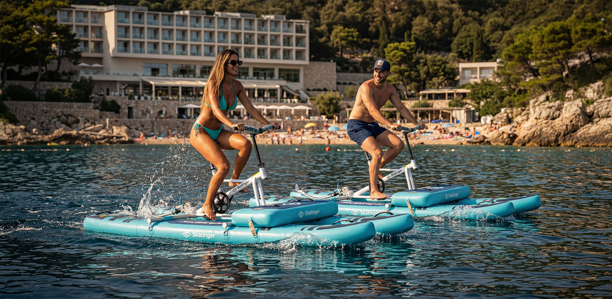 Aufblasbares Wasserfahrrad von SKATINGER für Freizeit, Hotels, Strände und gewerblichen Verleih